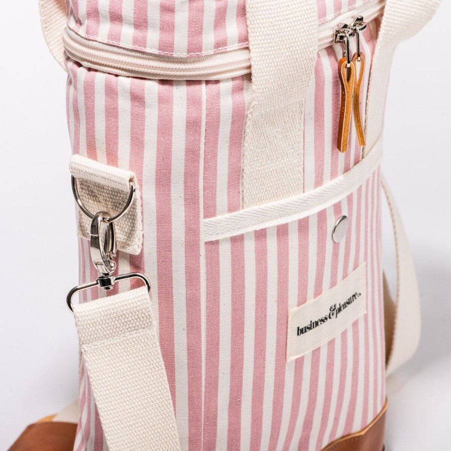 Business & Pleasure Co The Wine Cooler Tote Bag - Laurens Pink Stripe Hot