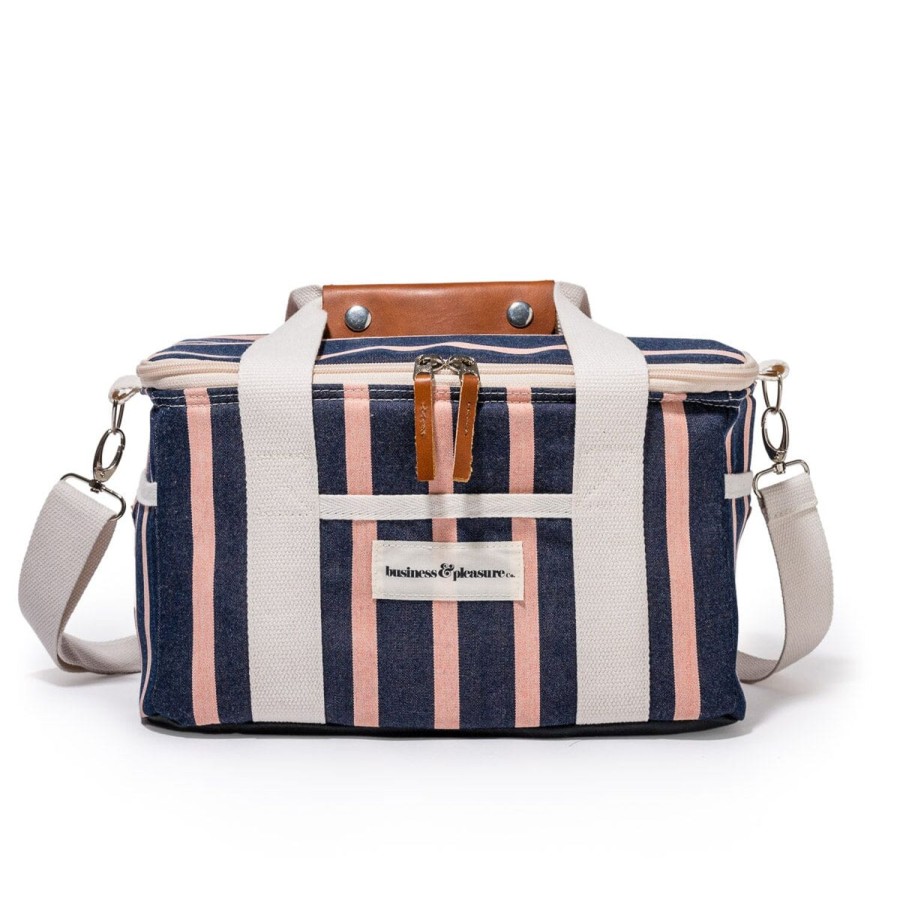 Business & Pleasure Co The Premium Cooler Bag - Monaco Navy And Pink Stripe Clearance