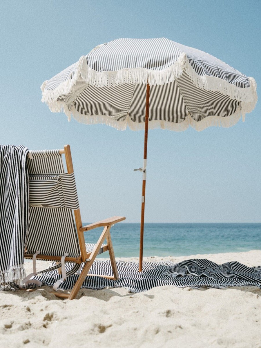 Business & Pleasure Co The Premium Beach Umbrella - Lauren'S Navy Stripe Best