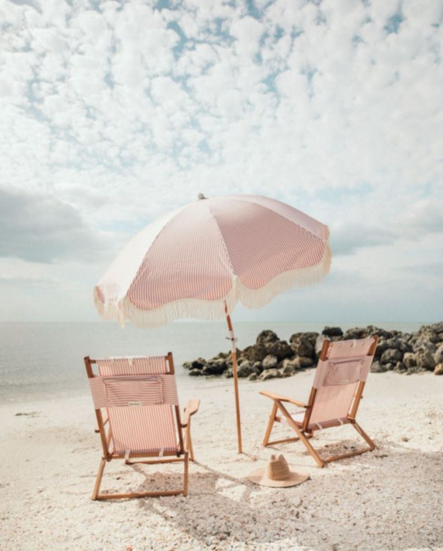 Business & Pleasure Co The Premium Beach Umbrella - Lauren'S Pink Stripe Hot