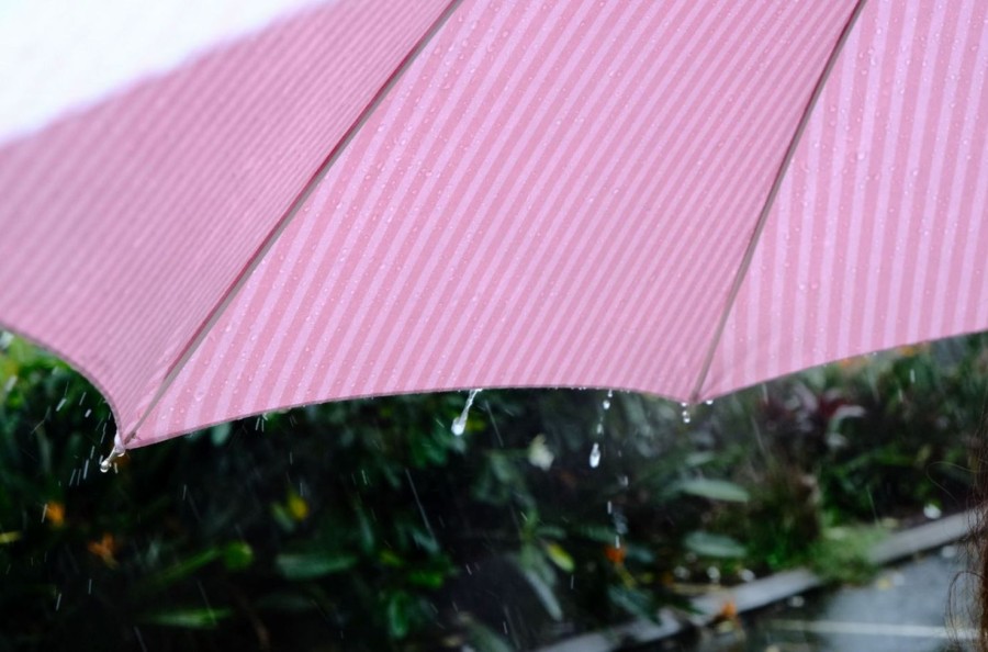 Business & Pleasure Co The Rain Umbrella - Lauren'S Pink Stripe Hot