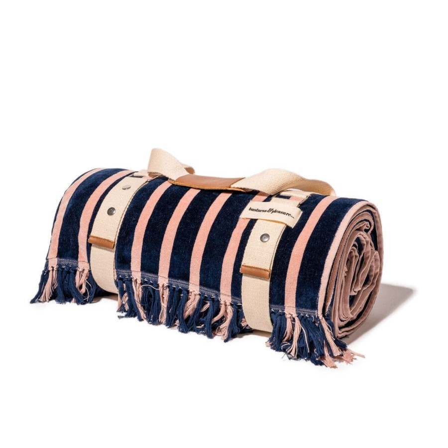 Business & Pleasure Co The Beach Blanket - Monaco Navy And Pink Stripe Wholesale