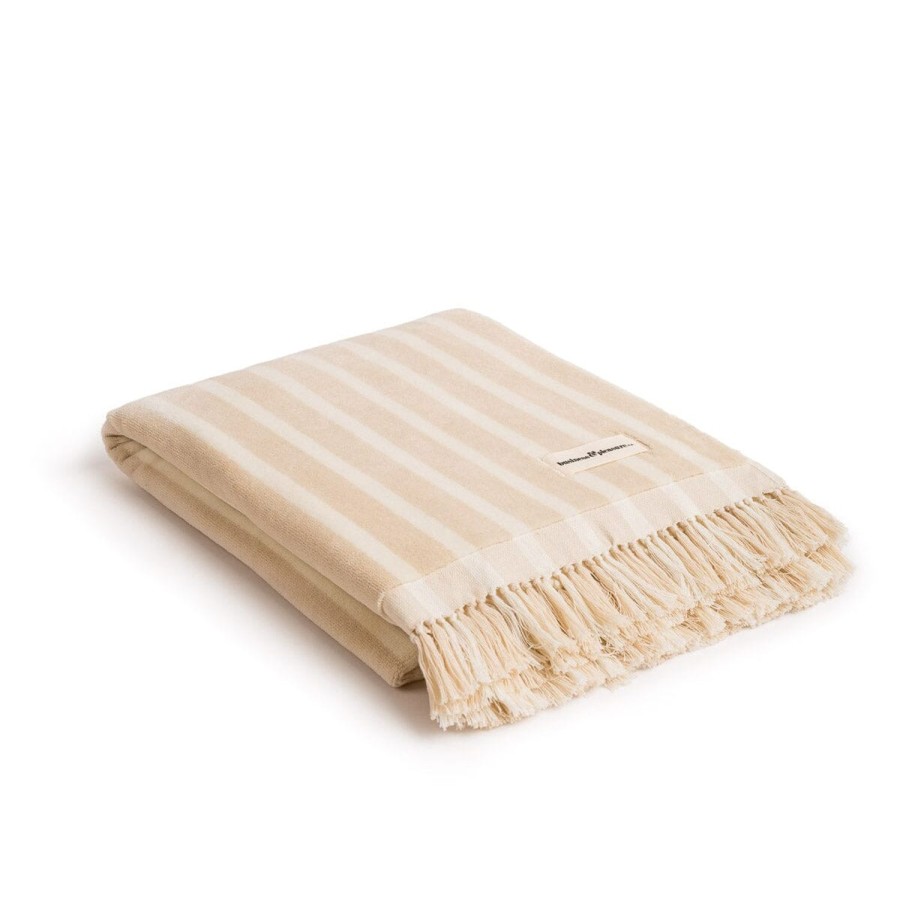 Business & Pleasure Co The Beach Towel - Monaco Natural Stripe Hot