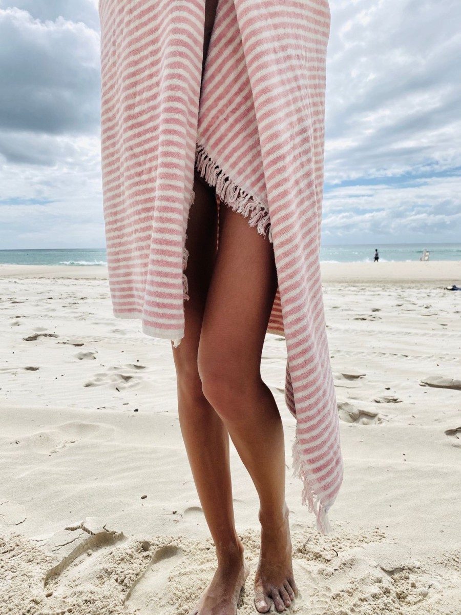 Business & Pleasure Co The Beach Towel - Lauren'S Pink Stripe Hot