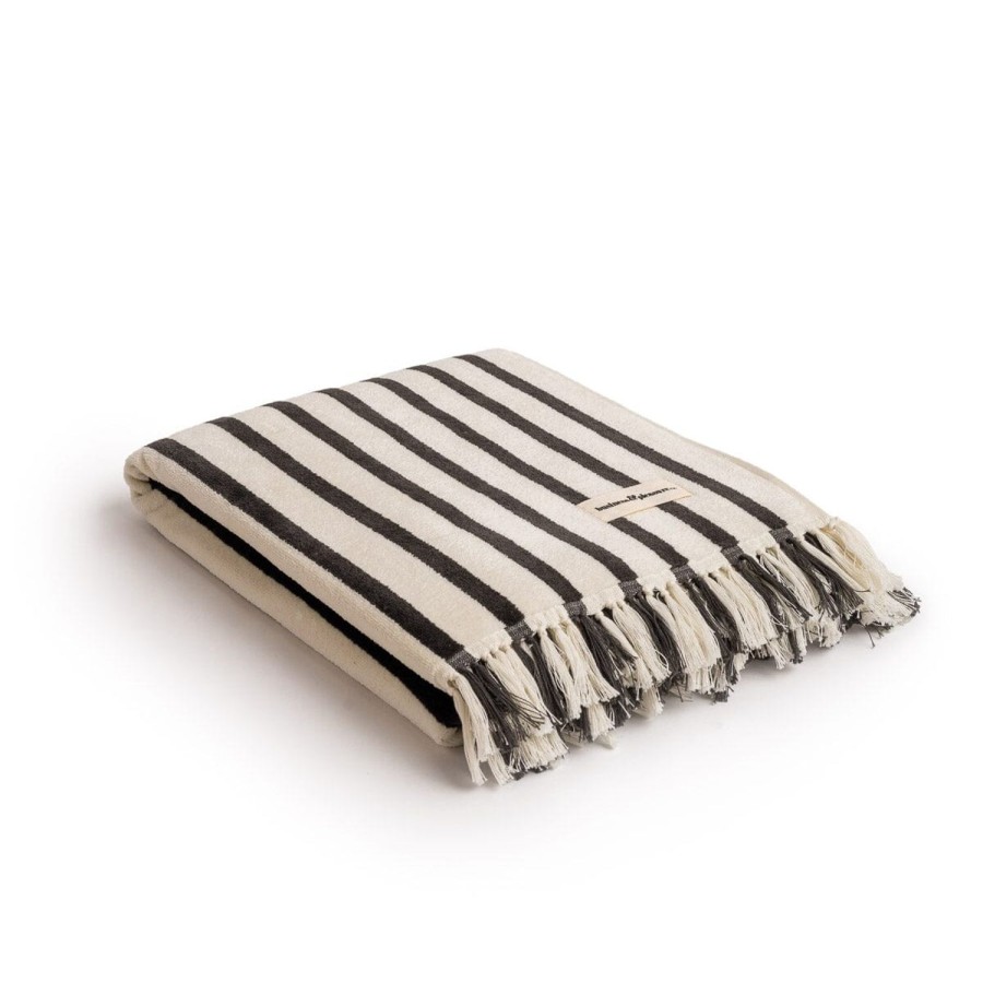 Business & Pleasure Co The Beach Towel - Monaco Black Stripe Hot