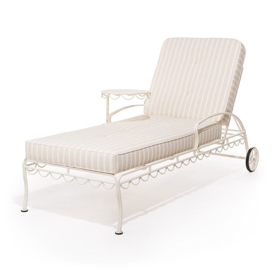 Business & Pleasure Co The Al Fresco Sun Lounger Cushion - Monaco Natural Stripe Hot