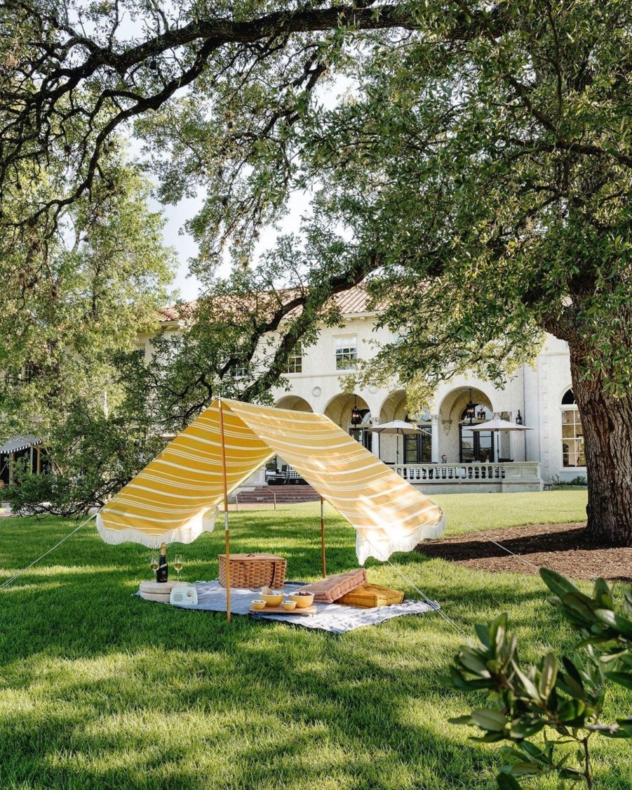 Business & Pleasure Co The Premium Beach Tent - Vintage Yellow Stripe Best