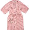 Business & Pleasure Co Robe & Slipper Set - Lauren'S Pink Stripe Hot