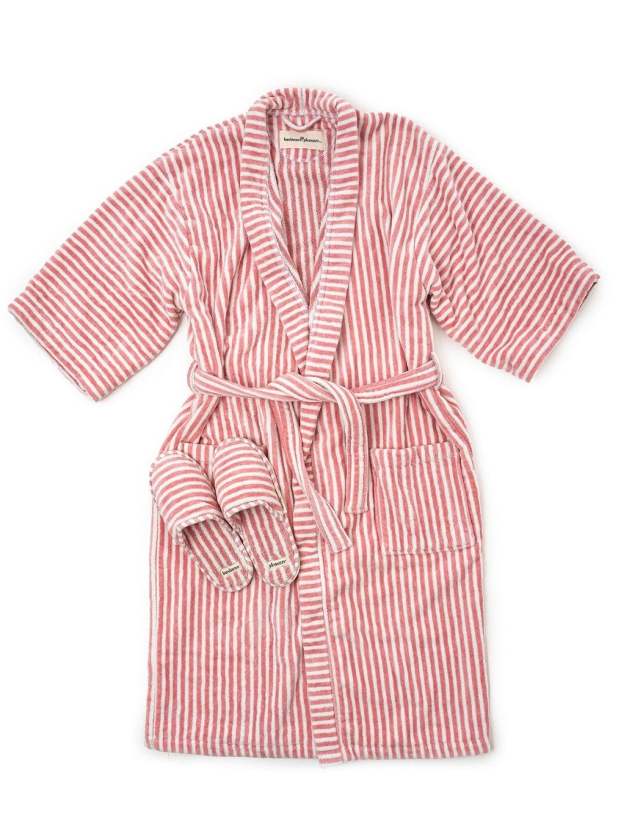 Business & Pleasure Co Robe & Slipper Set - Lauren'S Pink Stripe Hot