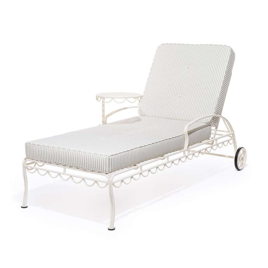 Business & Pleasure Co The Al Fresco Sun Lounger Cushion - Lauren'S Sage Stripe Best