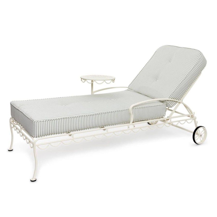 Business & Pleasure Co The Al Fresco Sun Lounger Cushion - Lauren'S Sage Stripe Best