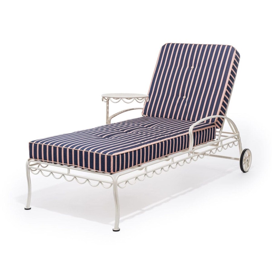 Business & Pleasure Co The Al Fresco Sun Lounger Cushion - Monaco Navy And Pink Stripe Clearance