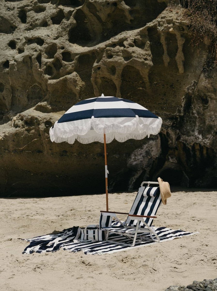 Business & Pleasure Co The Holiday Beach Umbrella - Navy Capri Stripe Online