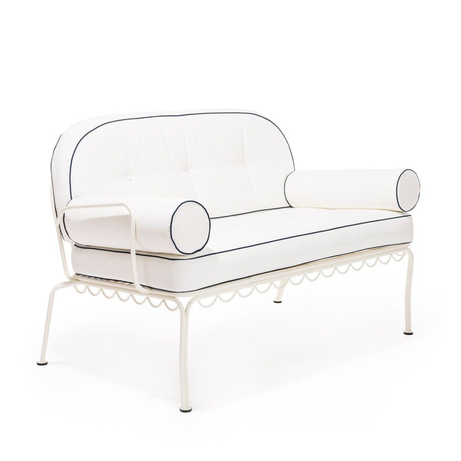 Business & Pleasure Co The Al Fresco Love Seat Cushion Set - Rivie White Best