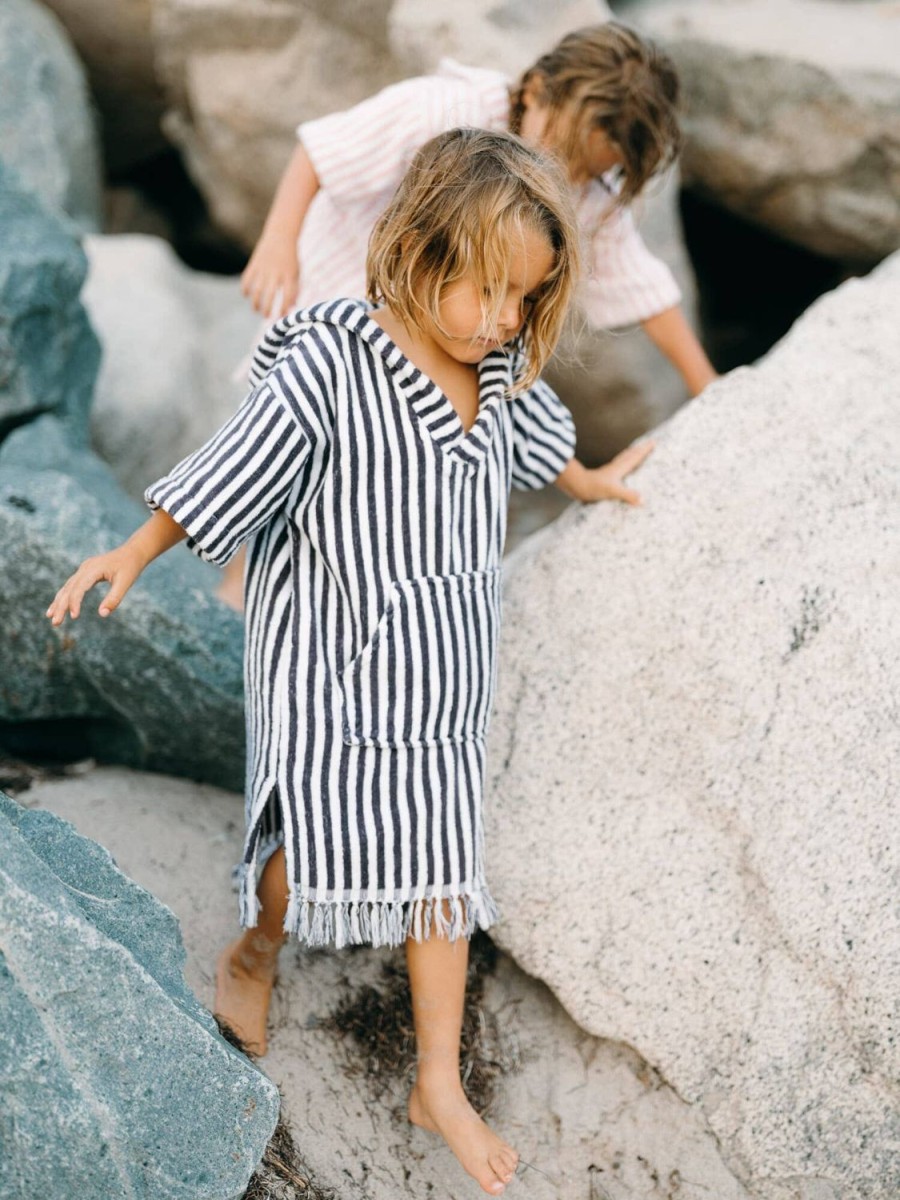 Business & Pleasure Co The Mini Poncho - Lauren'S Navy Stripe Hot